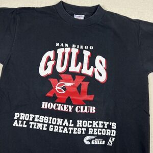 Vintage San Diego Gulls Shirt Mens Large Black Hockey AllSport Made USA‎ 90s